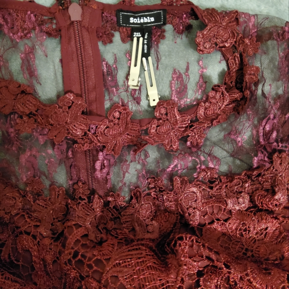 SOIEBLU WINE EMBROIDRED MAXI SLEEVELESS DRESS SIZE 2XL - Picture 9 of 10